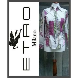 Etro Milano Paisley Button Cream Purple Shirt